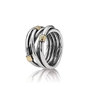 Pandora Rope Silver 14K Yellow Gold Ring